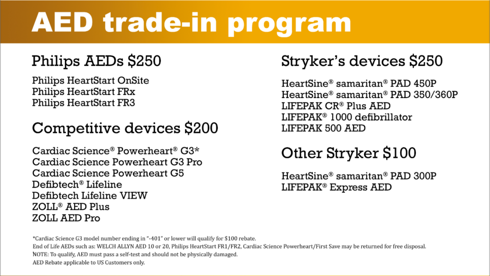 Stryker AED Trade In Rebate For 2025